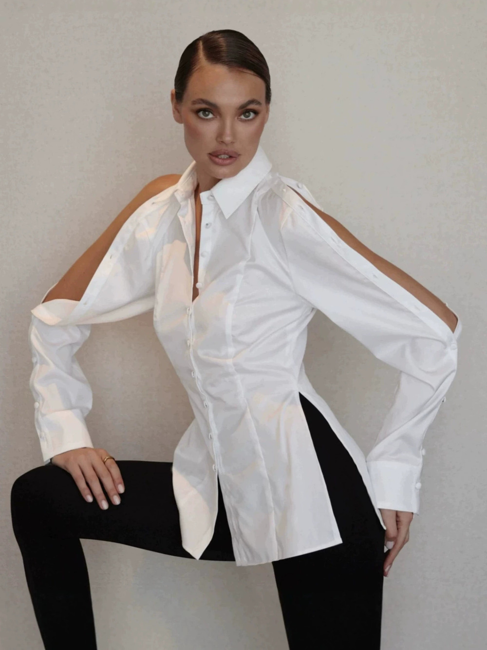 Forever 21 Off Shoulder White Blouse Fall Office Fitted Waist